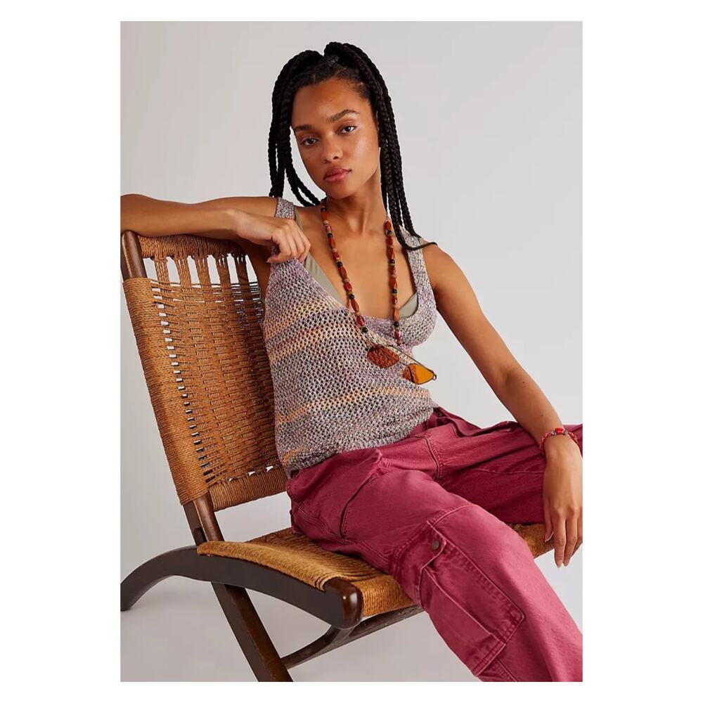 FP We The Free Under the Starlight Crochet Knit Cut Out Tank Top Size XS